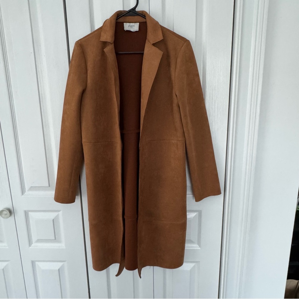 Zara Brown Light Faux Suede Coat